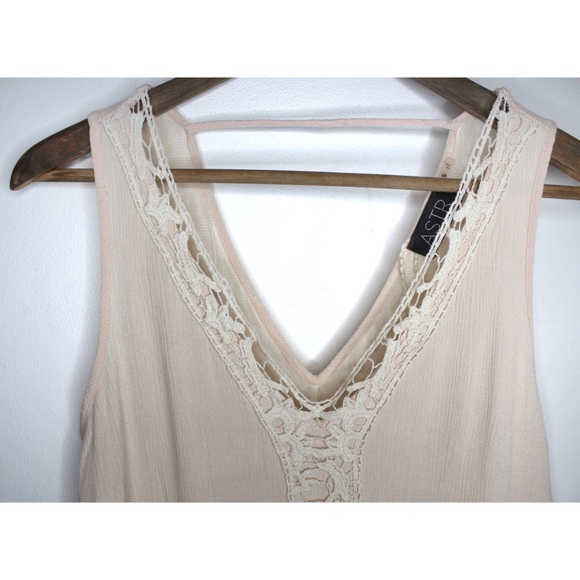 ASTR Ecru Cream Sleeveless High Low Sleeveless Boho Tank Dress Small - Picture 2 of 7